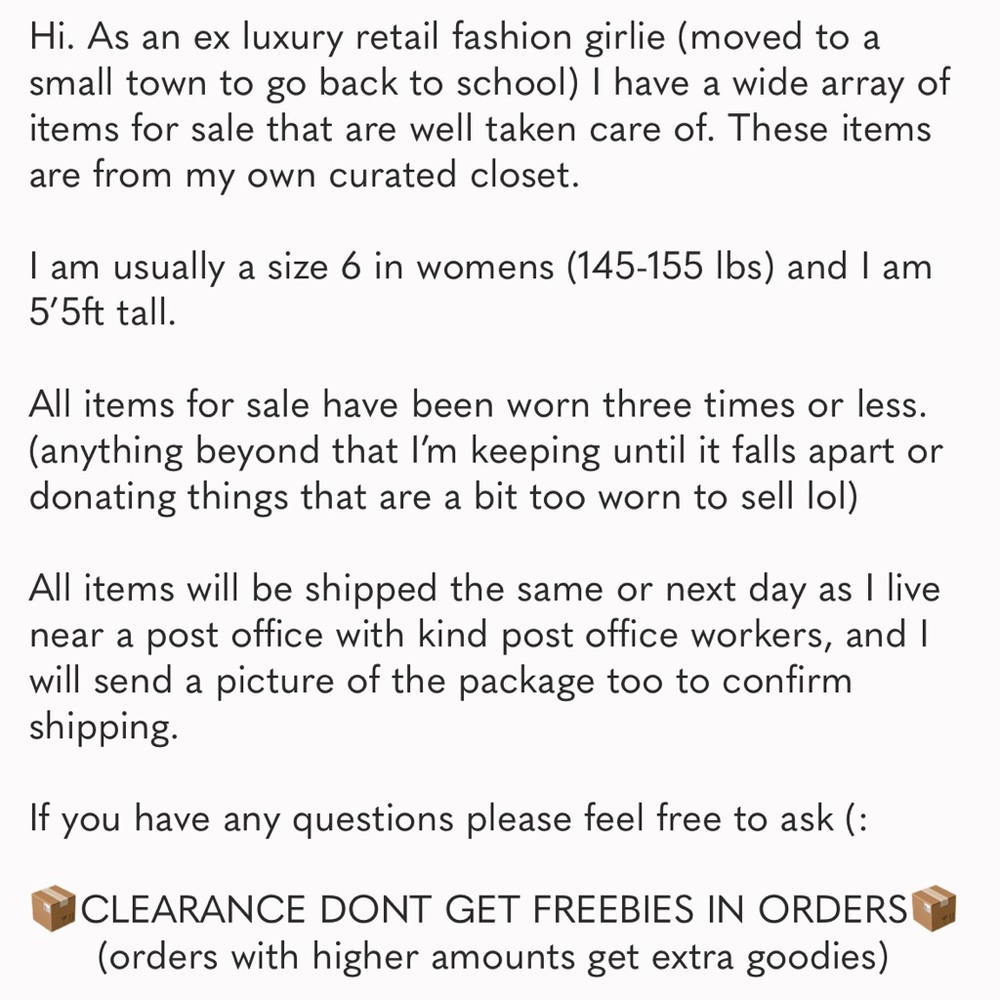 closet info 💕